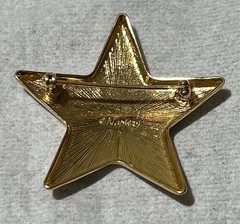 VINTAGE SIGNED NAPIER GOLD TONE STAR BROOCH PIN 1970s MID CENTURY ( Scuffs) 1.5″