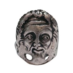Sculptured Head Sterling Ring Antique Large Size Mythological Ring