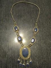 Lapis Silver Afghan Necklace Tribal Ethnic Pendant Dangle Necklace Boho Handmade