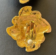 Vintage Baroque Gold Tone Earrings Sunburst Medallion Earrings Runway Statement