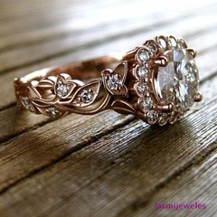 2.50 Ct Lab-Created Diamond Ring Rose Gold Over Floral Leaf Halo Engagement Band
