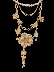 Pilgrim Danish Design Necklace Enamel MOP Crystal Charm Floral Butterfly Whimsy