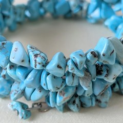 Premier Design Turquoise Chip Memory Wire Wrap Bracelet Retired Vintage Boho