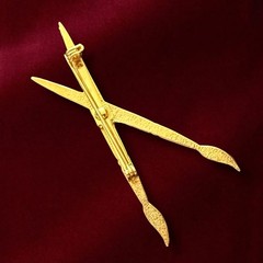 Figural Paint Brush Brooch Gold Tone Artist Pin Mid Century Vintage