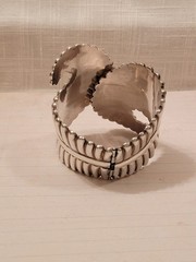 Vintage 1940’s Taxco JAL Sterling Silver Feather Clamper Bracelet
