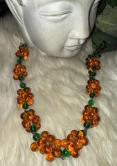 Louis Rousselet Rare Gorgeous Gripoix Green & Amber Glass In 25 Inches Long! D5