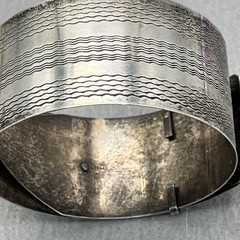 Vintage Sterling Silver Buckle Wide Bracelet Adjustable English