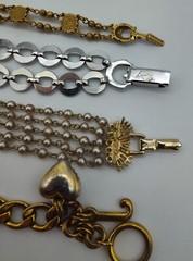 4 Gold Silver Tone Coro Sperry’s Perky Juicy Couture Goldette Pearl Bracelet Lot