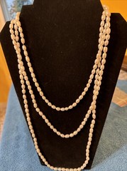 Vintage 74” Freshwater Pearl Single Strand Necklace w/150 Pearls~85 Grams