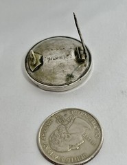 Antique Victorian Engraved Forget-me-Knot Flowers & Ivy Leaves Silver Brooch