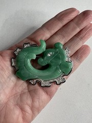 KJL Kenneth Jay Lane Faux Jade Dragon Brooch Rare