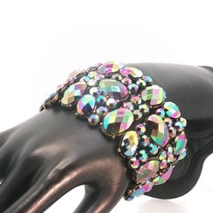 Vintage Crystal Stretch Bracelet Aurora Borealis Stones