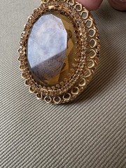 Vintage Warner Intaglio Light Brown Glass Cameo Pendant & Gold Tone 23” Necklace