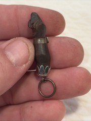 VERY RARE Vintage FOLK ART Hand Carved FIGA Good Luck Necklace Pendant