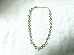 Premier Designs Silver Metal Ovals Necklace W/Rhinestones 16″ to 19″