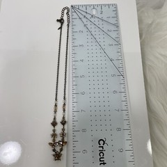 Antiqued Avon brass & topaz rhinestone Flower leaves necklace