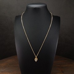 Vintage 1980s Blue Topaz Gemstone Pendant Necklace Signed JC