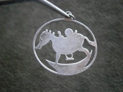 JMS Unusual Rocking Horse Vintage Sterling Silver Bracelet Charm Pendant 2.6g