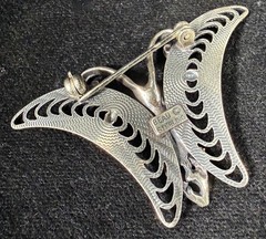 Beau Sterling 925 Butterfly Brooch Pin 1 3/4″ Vintage Sterling ( WT3)