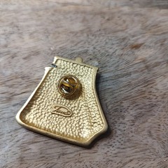 Vintage TONA Purse 1990 Goldtone Signed Pin Brooch Whimsy Coquette Shopper
