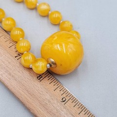 Vintage Yellow Bead Statement Bold Necklace Estate Costume Jewelry 18″ adj