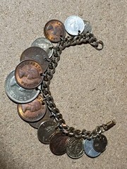 VTG 1950’S 60’S Coins of the World Charm Bracelet S. Africa Mexico
