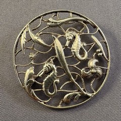 Vintage Openwork Seahorse Brooch Sterling Silver Coastal Grandma Cottagecore