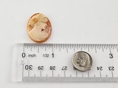 Vintage Loose Hand Carved Shell Cameo Woman with Harp 1 1/8 Inch x 7/8 Inch 3.4g