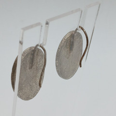 VTG 925 Mexico Oval Oxidized Gray 1in Earrings Sterling Silver 13g Rustic Estate
