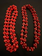 vintage satin thread-wrapped beaded necklaces lot of 2