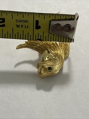 Vintage Signed Lind-Gal Parrot Brooch Gold Tone GRN Rhinestone Eyes—-(Y)