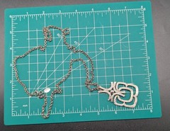 Vintage ROGET Brushed Silver Tone MCM Necklace Pendant 29 in