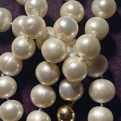 Necklace Cultured Pearl 14k 9mm Ball Clasp Big Pearls 10mm To 11mm Big Pearls