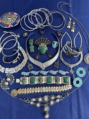 Vintage Jewelry Lot Mexico Alpaca Boho Ethnic Tribal Runway 30 Pc Bracelet Nlace