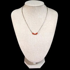 VTG Navajo Tribe 3 Stone Red Coral Sterling Silver Boho Everyday Necklace 14.5″