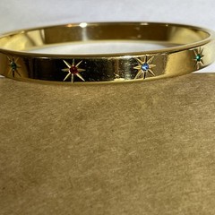 Vintage Joan Rivers Gold Tone Colorful Rhinestone Bracelet Bangle 8.5 in Signed