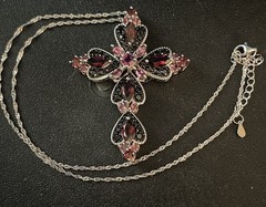 DESIGNER DK STERLING SILVER 925 SIGNED MULTI GEMSTONE LARGE CROSS PENDANT JTV