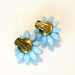 Vintage West Germany Sky Blue Glass Bead Clip On Earrings Fabulous!