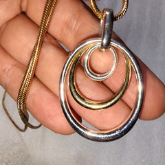 VTG 1990s Gold and Silver Pendant Necklace with Interlocking Hoops by RMN