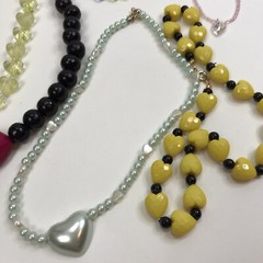 Vintage Necklace lot Heart Love Retro Rockabilly Plastic Wood Lucite kidcore