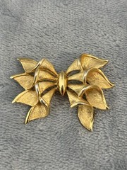 Vintage Francois By Coro Brooch Ruffle Bow Gold Tone Mcm 1.5 “Signed