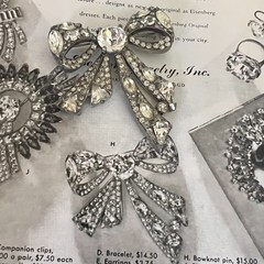 Rare 1942 Eisenberg Original Rhinestone Bow Brooch Patent Book Piece F. Nathan