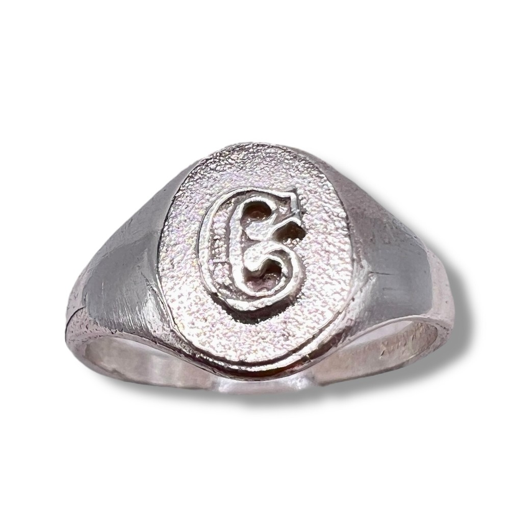 Initial Letter C Signet 925 Sterling Silver Child Baby Ring Size 3