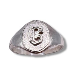 Initial Letter C Signet 925 Sterling Silver Child Baby Ring Size 3.25
