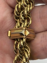 Vintage Lariat Double Dangle Components Polished W/Gold-Tone Rope Chain Unsigned