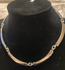 Givenchy Silver Plated Metal Necklace Chain Vintage 1980s Signed Collar
