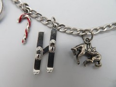 Vintage Sterling Silver Charm Bracelet with 7 Charms Ski Horse Niagara
