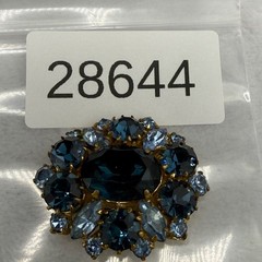 Vintage Rhinestone Brooch Blue Sparkle