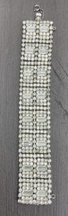 Vintage Hobe Rhinestone Wide Bracelet Silver Tone