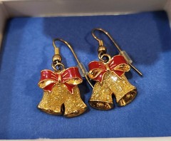 Vintage Christmas Bells Earrings, Vintage Avon Earrings, Holiday Jewelry